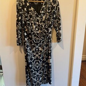 Escada Black and Cream Long Sleeve Dress